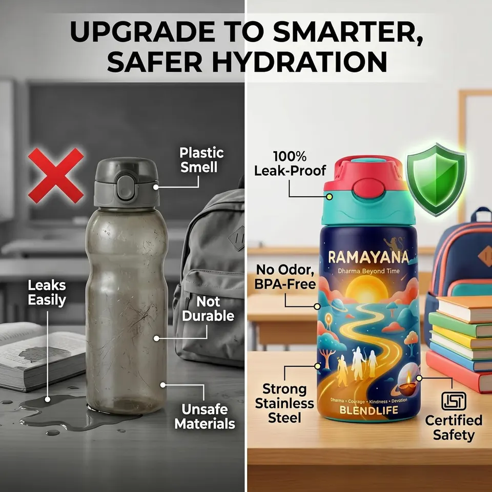 Ramayana Edition 350ml Insulated Stainless Steel Kids Water Bottle with Straw · thumbnail 4