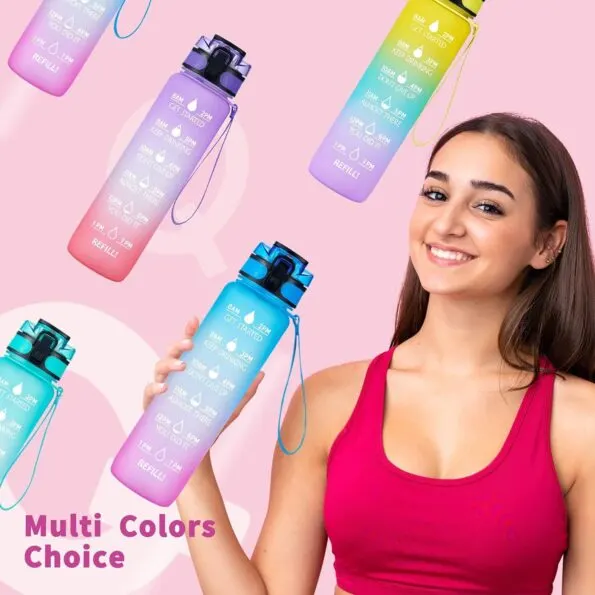 Motivational Time Marker Water Bottle (1000ML) Leakproof, BPA - Free & Stylish Design · image 1