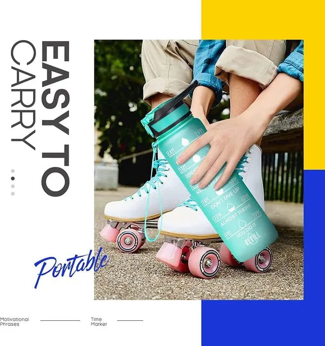 Motivational Time Marker Water Bottle (1000ML) Leakproof, BPA - Free & Stylish Design · thumbnail 6