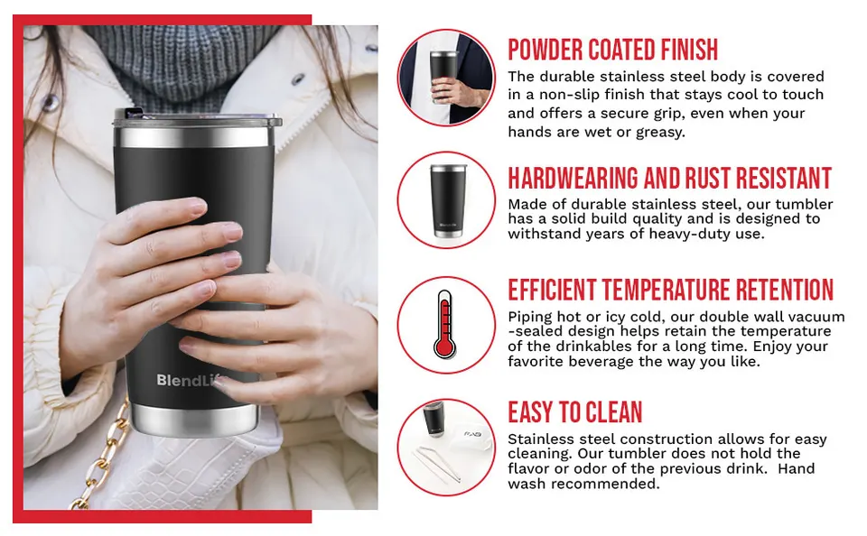 BlendLife Premium Insulated Tumbler (600ml) with Straw · thumbnail 7