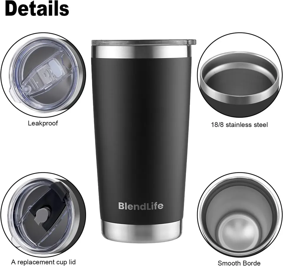 BlendLife Premium Insulated Tumbler (600ml) with Straw · thumbnail 2